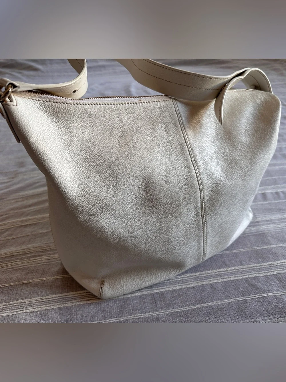 KATE SPADE NY Bone Pebbled Leather Vintage Y2K Hobo Bag Shoulder Purse